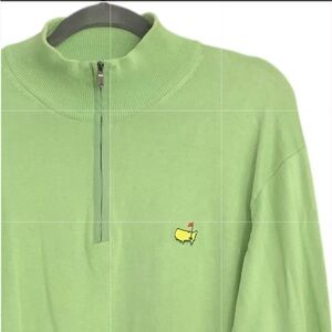 Bobby Jones Masters Green 1/4 Zip Pullover Cotton Golf Sweater Sz L